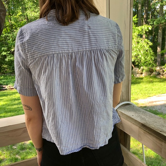 Madewell Top Blue and White Striped Short Sleeve XS - Picture 2 of 4